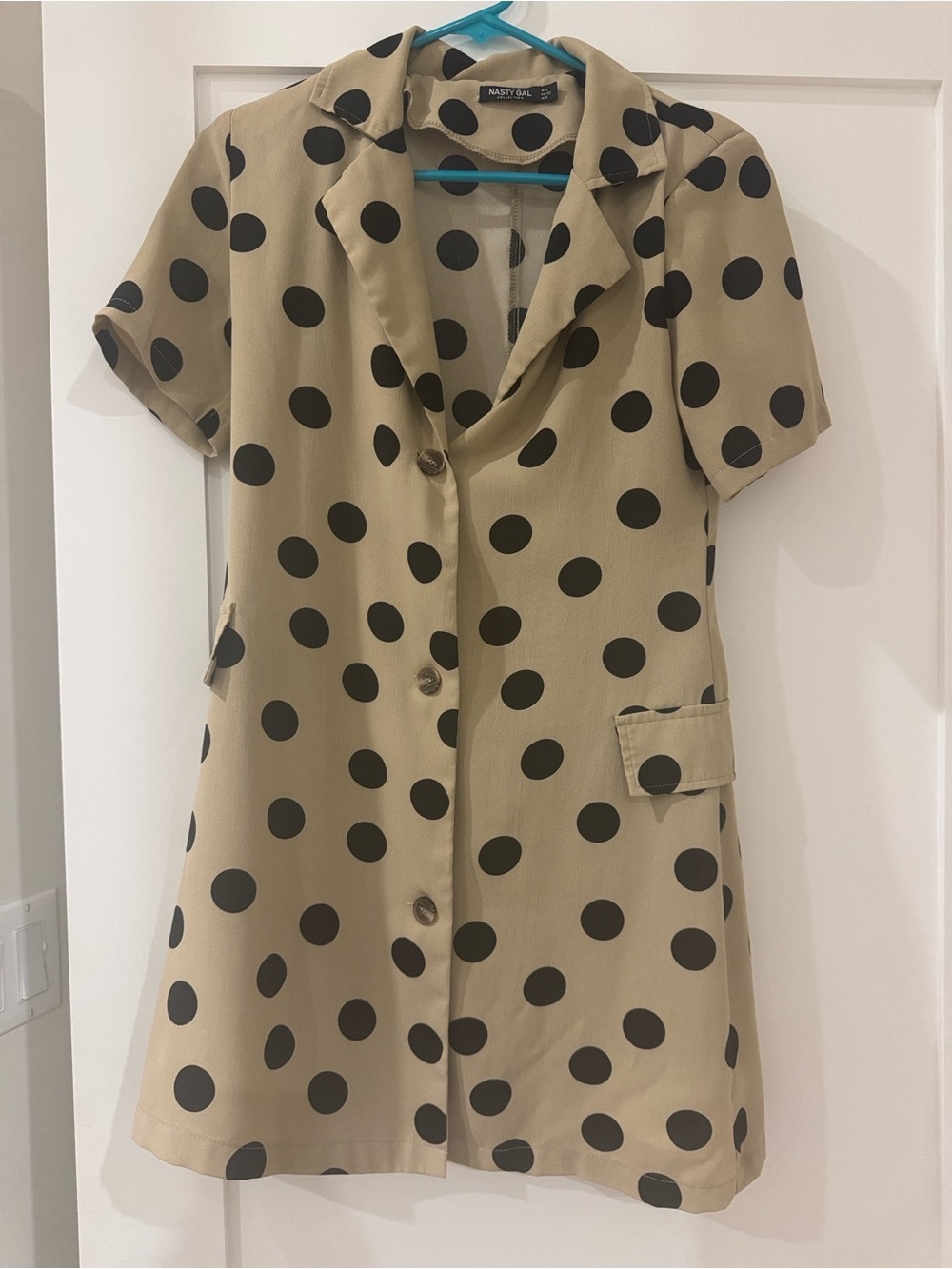 Nasty Gal Beige Polka Dot Jacket with Black Dots